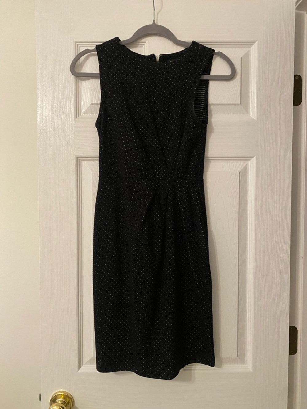 Banana Republic Black Sleeveless Midi Sheath with Dot Detail